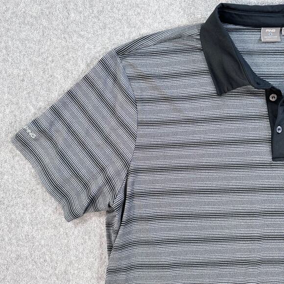 Ping Sensor Cool Striped Golf Polo Shirt Men's XL Performance Short Sleeve - Picture 2 of 11